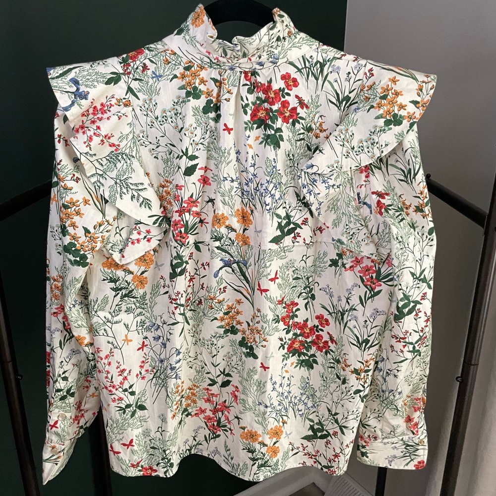 Tuckernuck Floral Ruffle-Neck Blouse - Picture 3 of 6